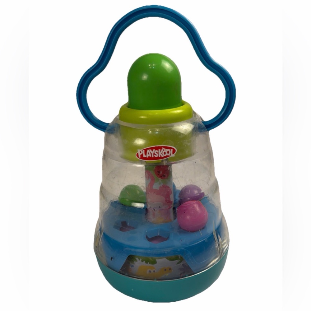 Vintage 1999 Hasbro Playskool Ball Popping Spinner Toy Push Top Works Great